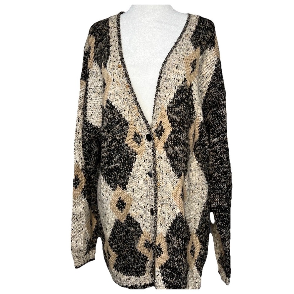 Vintage‎ Gina Peters Medium Open Knit Boho Cardigan Burning Man Grandma Hipster